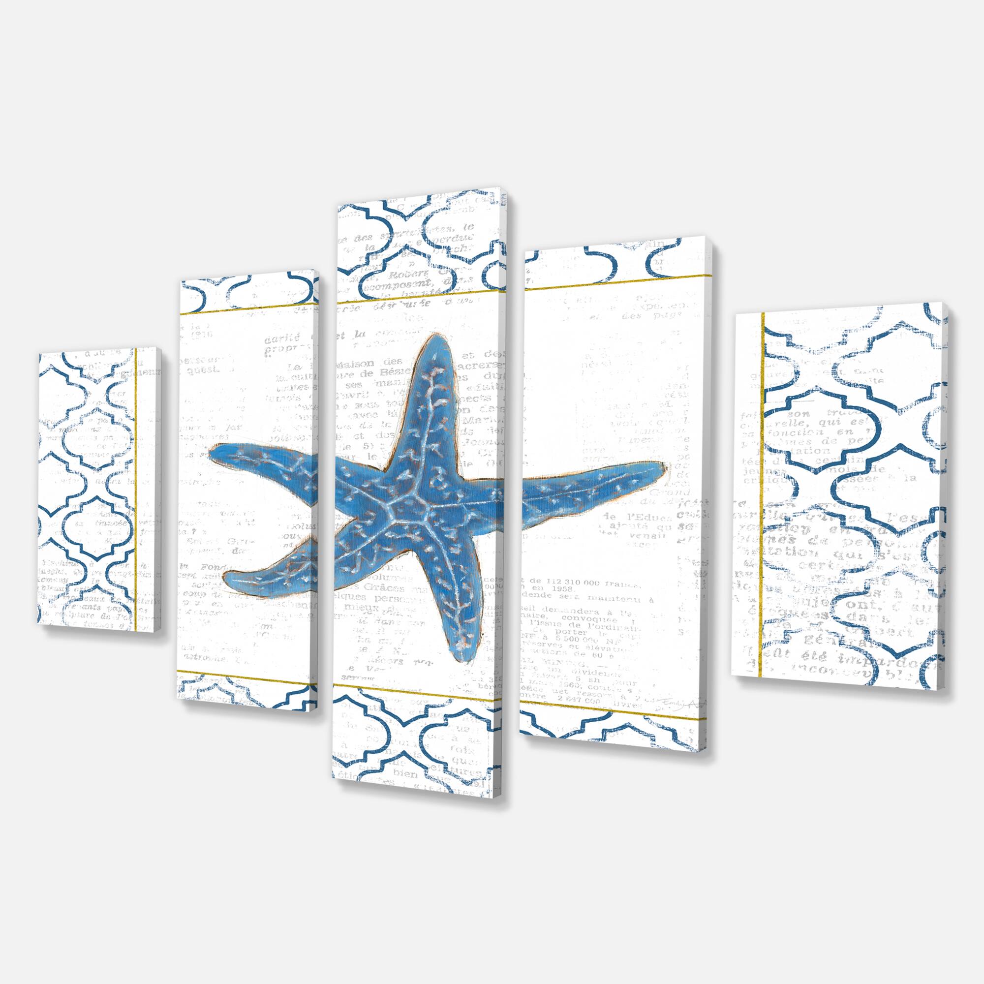 Designart - Navy Starfish with Gold